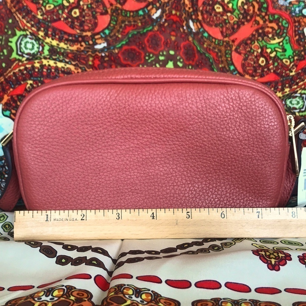 Brand New Michael Kors Genuine Leather Cinnamon Double Zippered Crossbody Purse - Picture 6 of 14